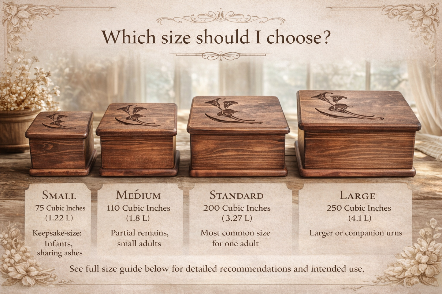 Handcrafted Wooden Cremation Urn – Lily Memorial Design