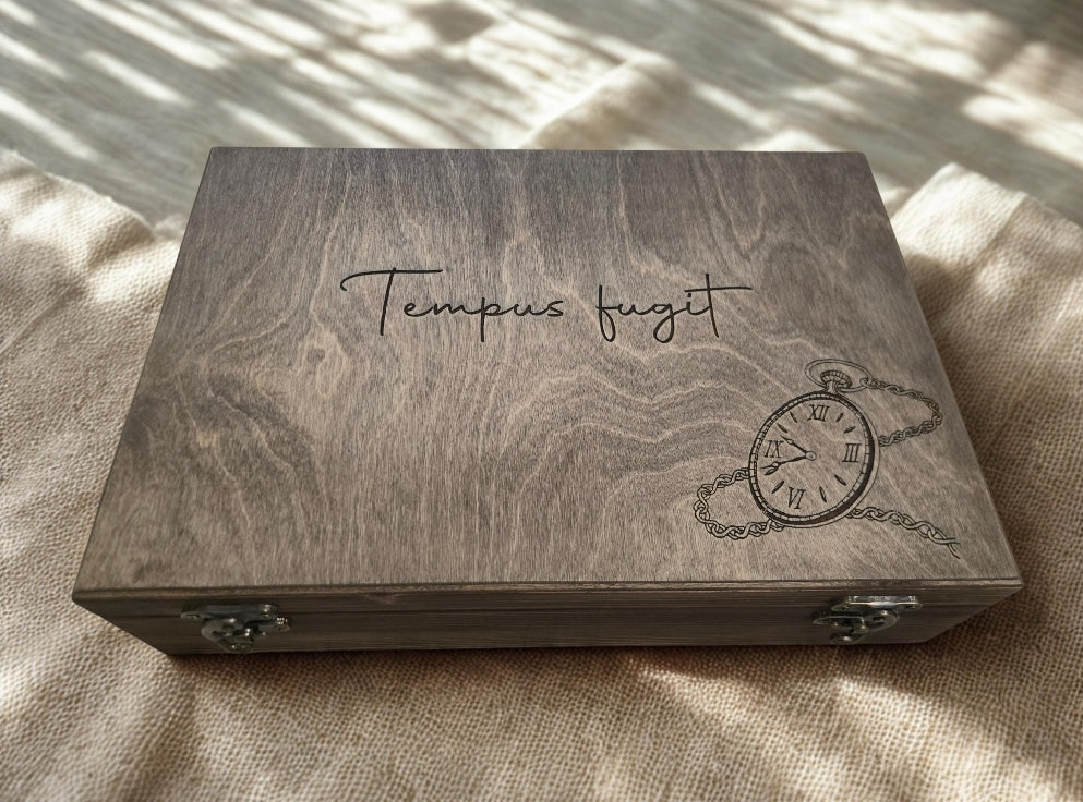 Large Personalised Wooden Watch Box – Custom Text Engraving (8–12 Watches)