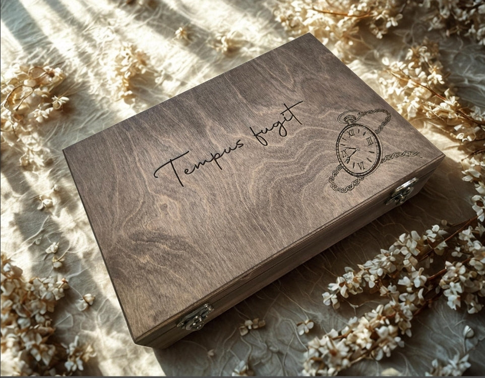 Large Personalised Wooden Watch Box – Custom Text Engraving (8–12 Watches)