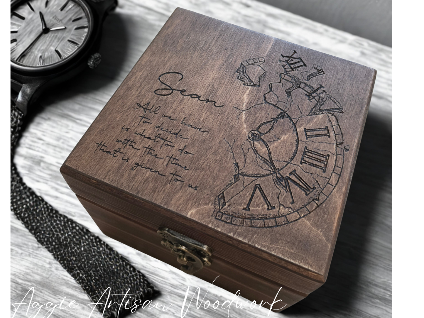 Personalised Wooden Watch Box for One Watch