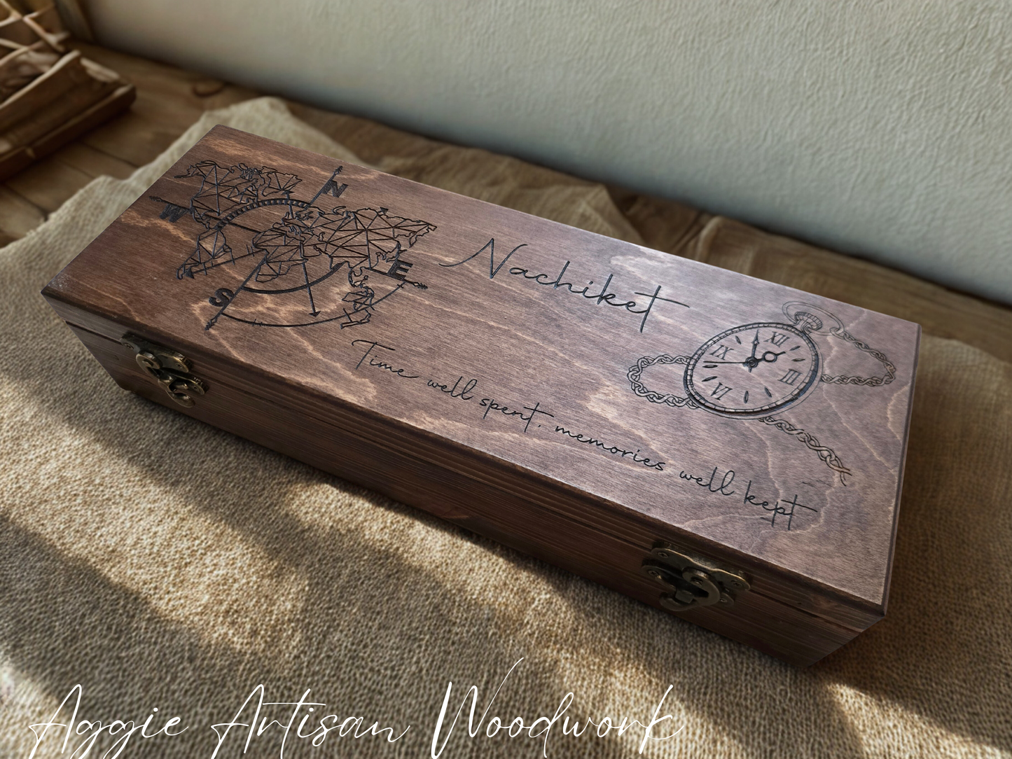 Handcrafted Personalised Wooden Watch Box for 6 Watches