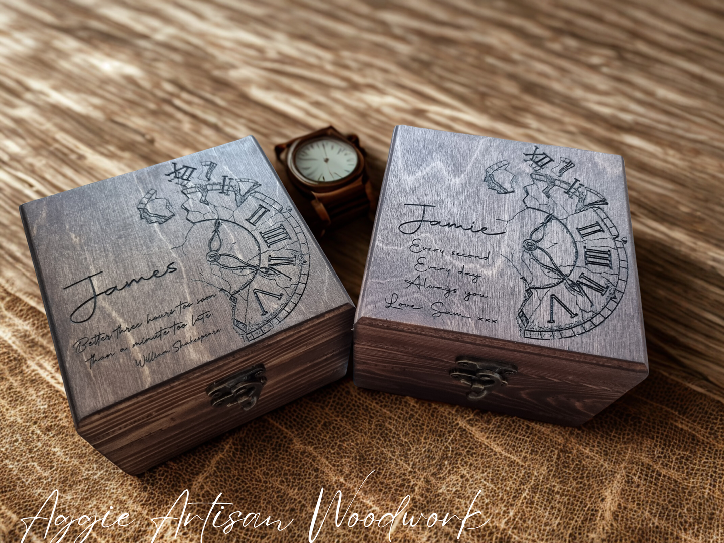 Personalised Wooden Watch Box for One Watch