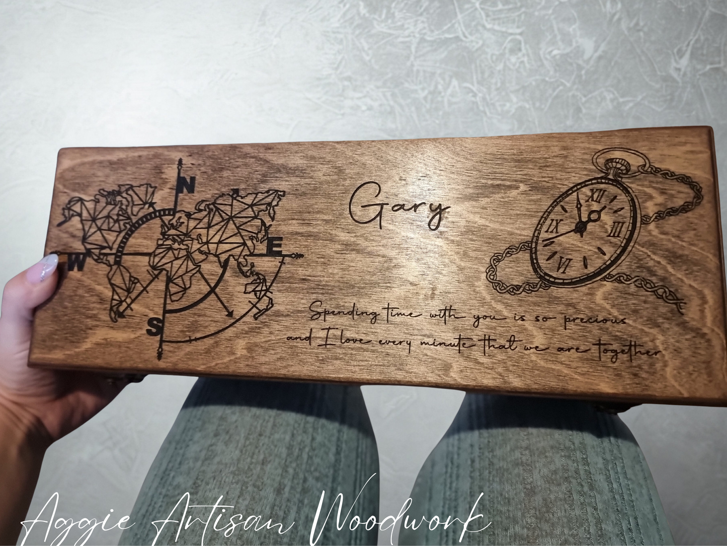 Handcrafted Personalised Wooden Watch Box for 6 Watches
