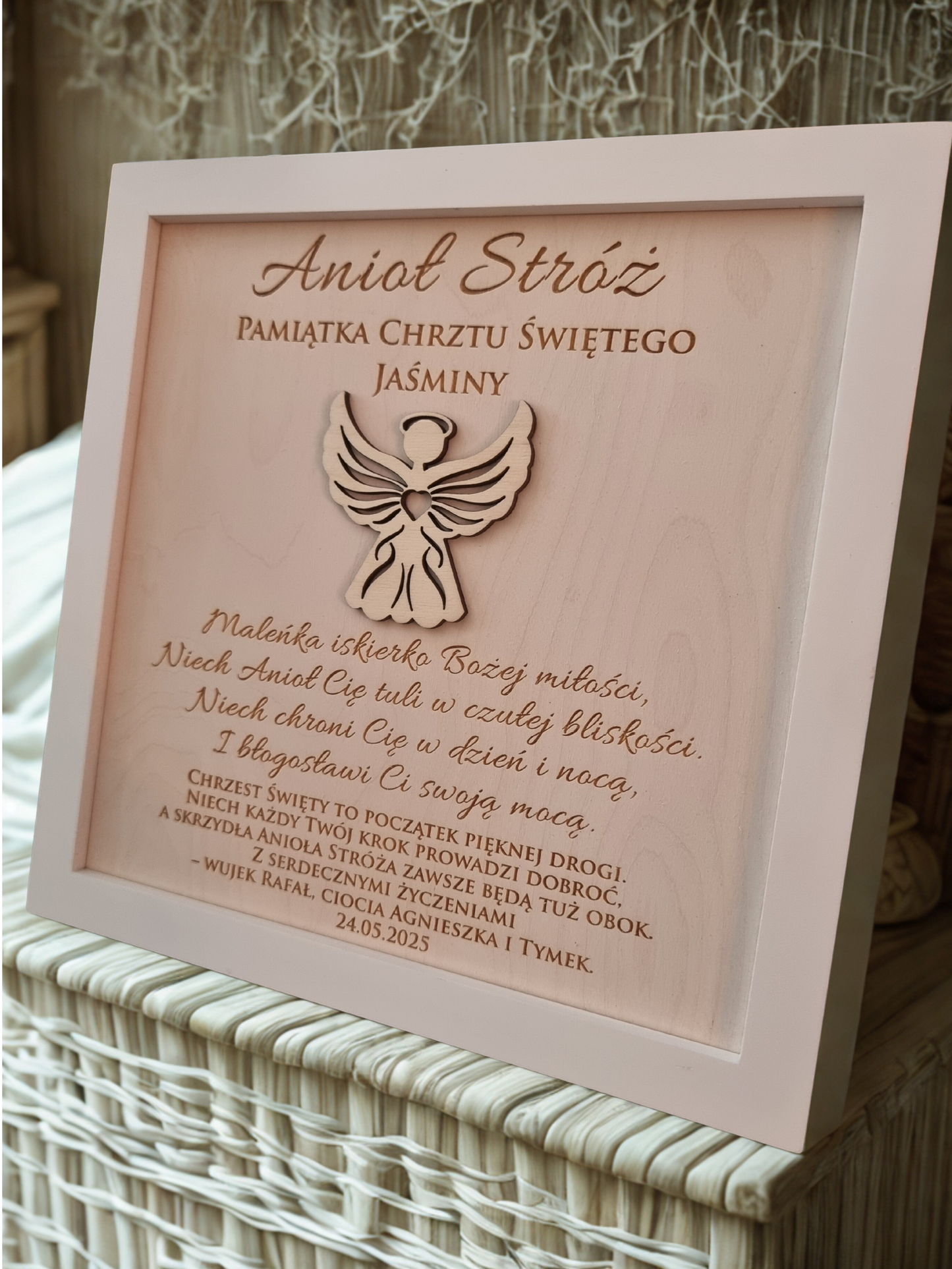 Guardian Angel Wooden Frame — Religious Keepsake