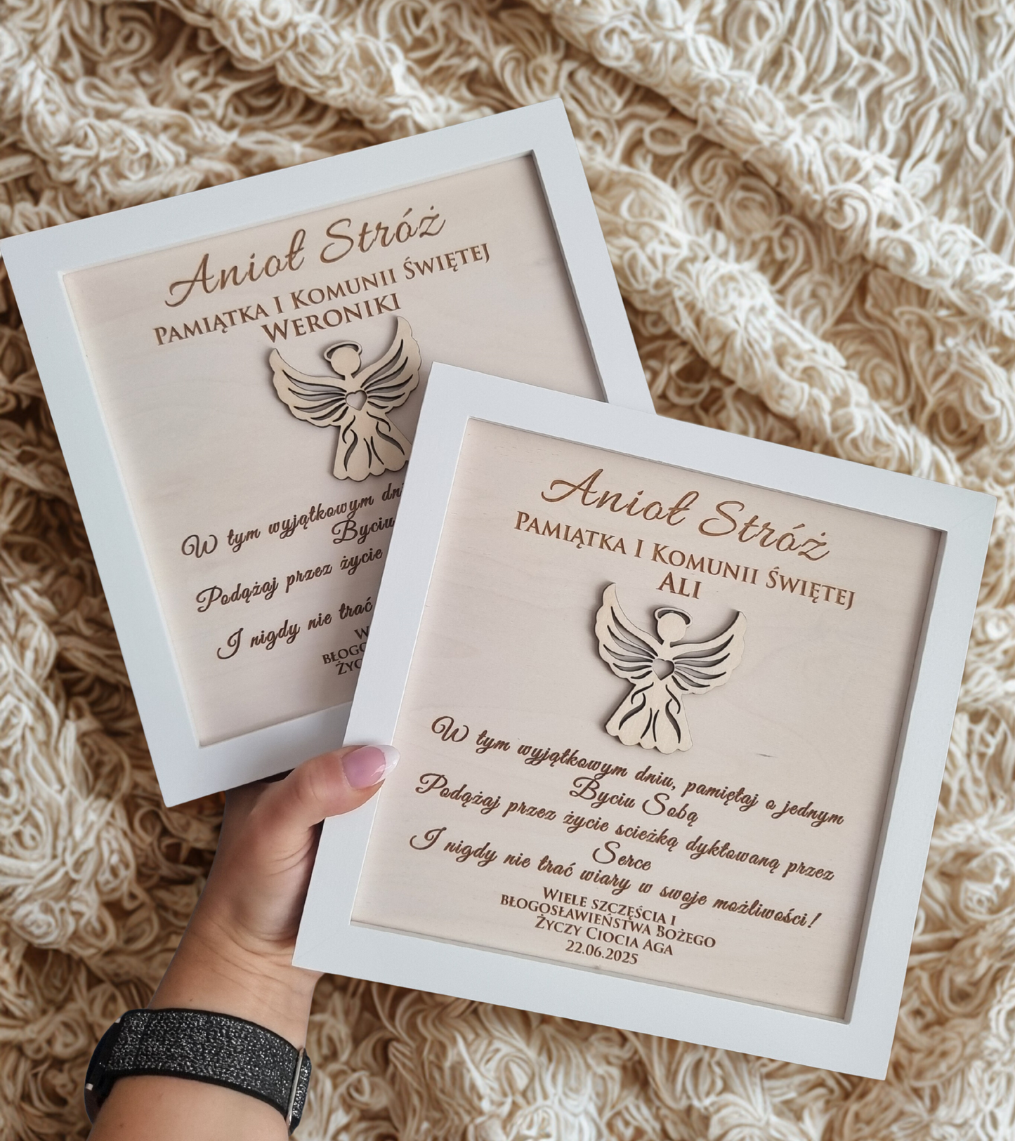 Guardian Angel Wooden Frame — Religious Keepsake