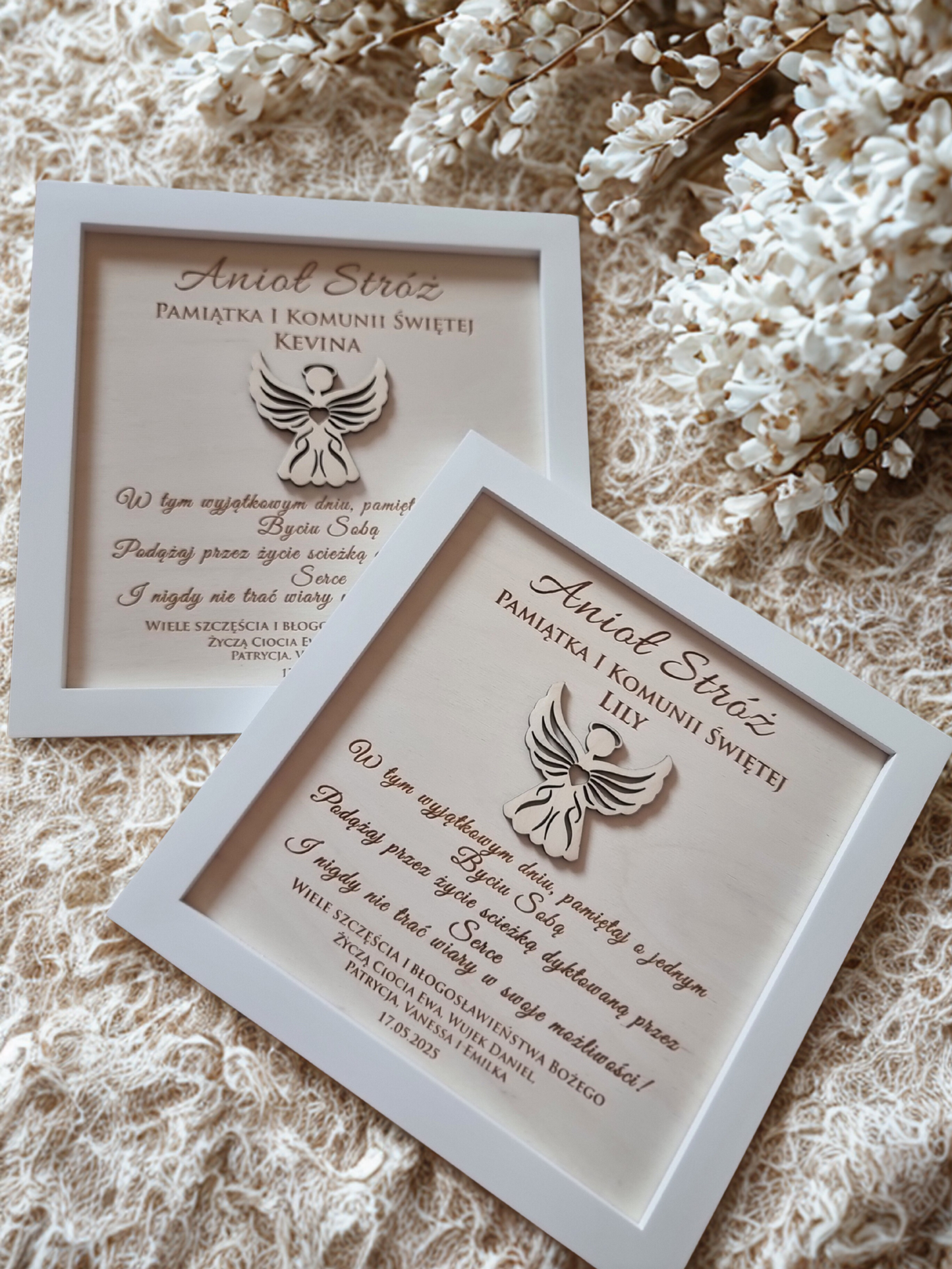 Guardian Angel Wooden Frame — Religious Keepsake