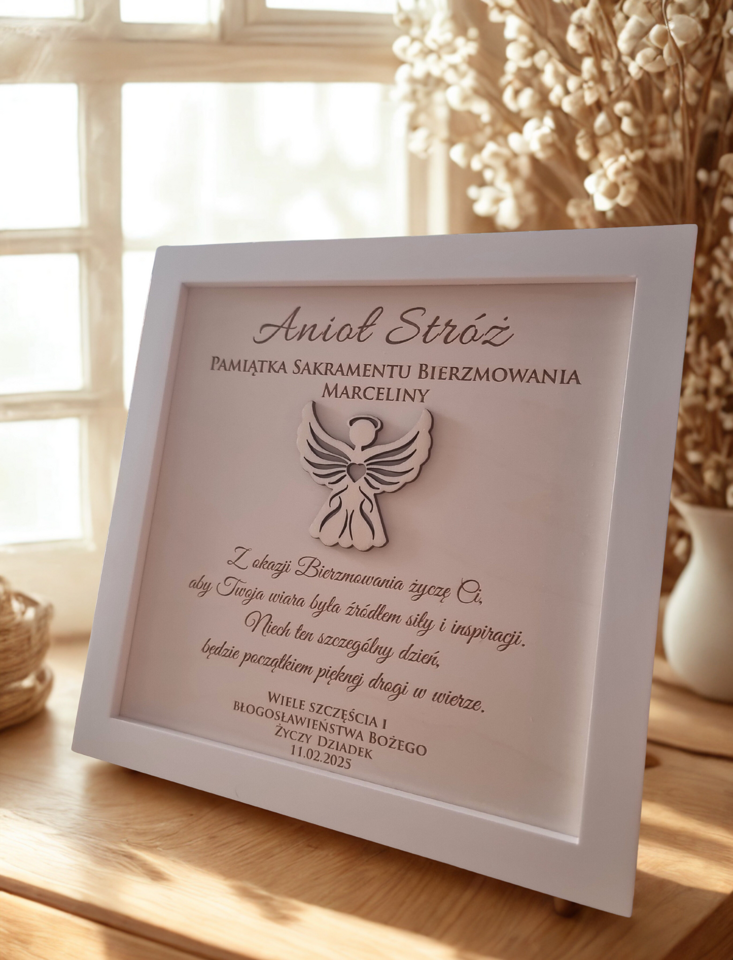 Guardian Angel Wooden Frame — Religious Keepsake