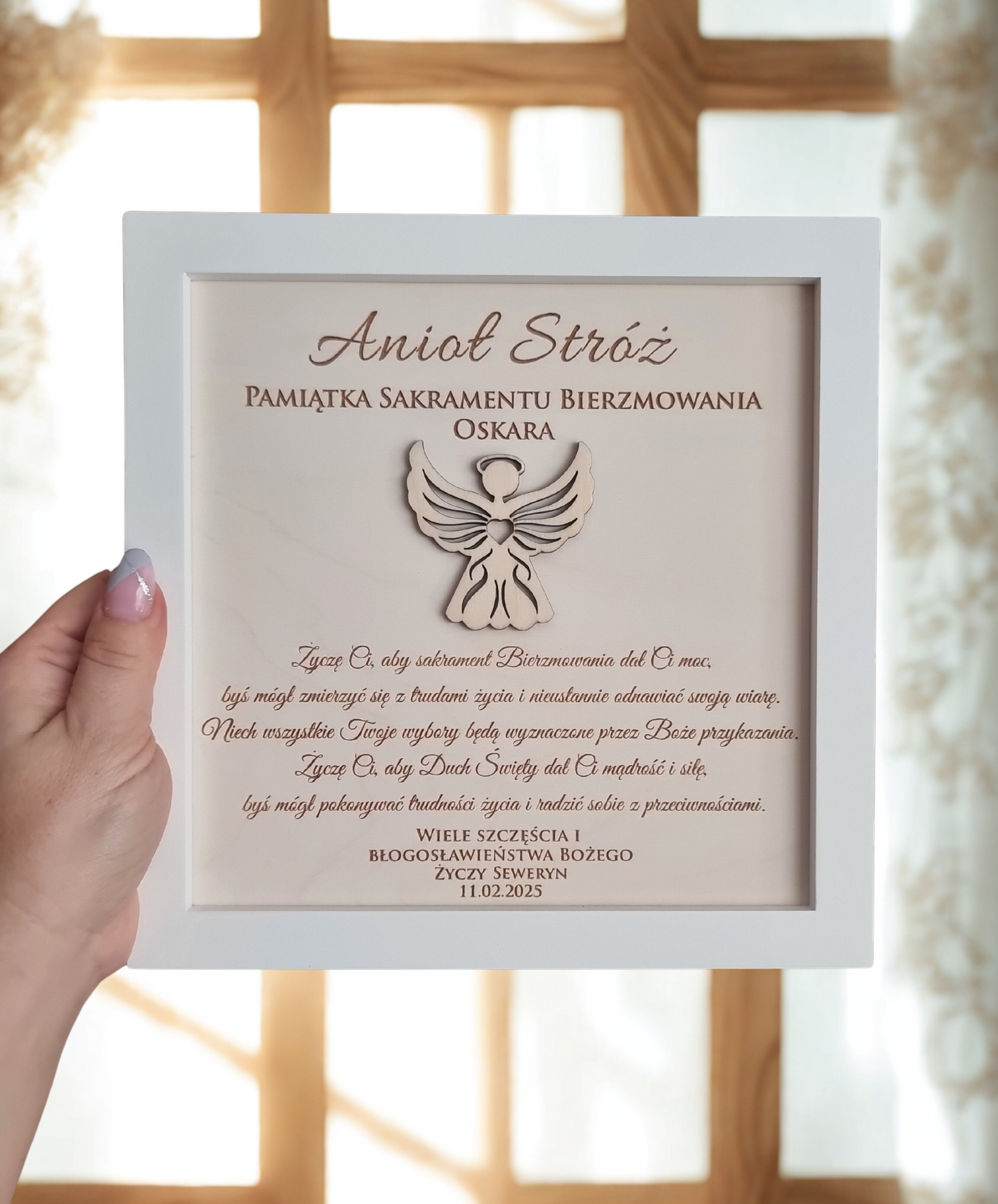 Guardian Angel Wooden Frame — Religious Keepsake