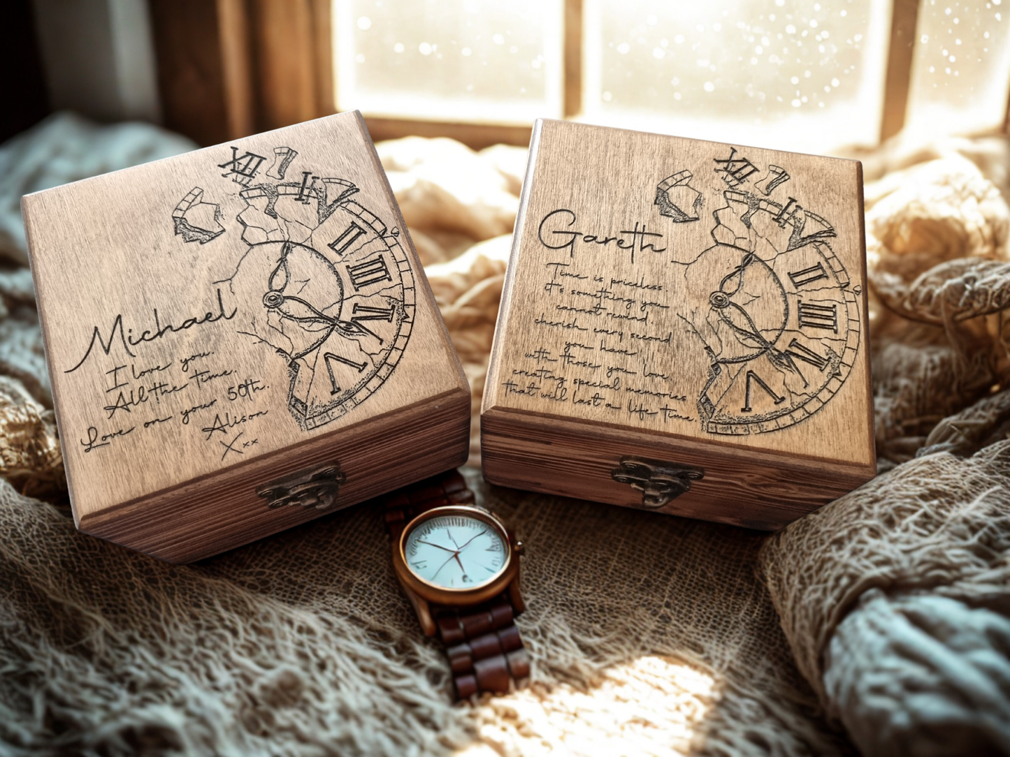 Personalised Wooden Watch Box for One Watch