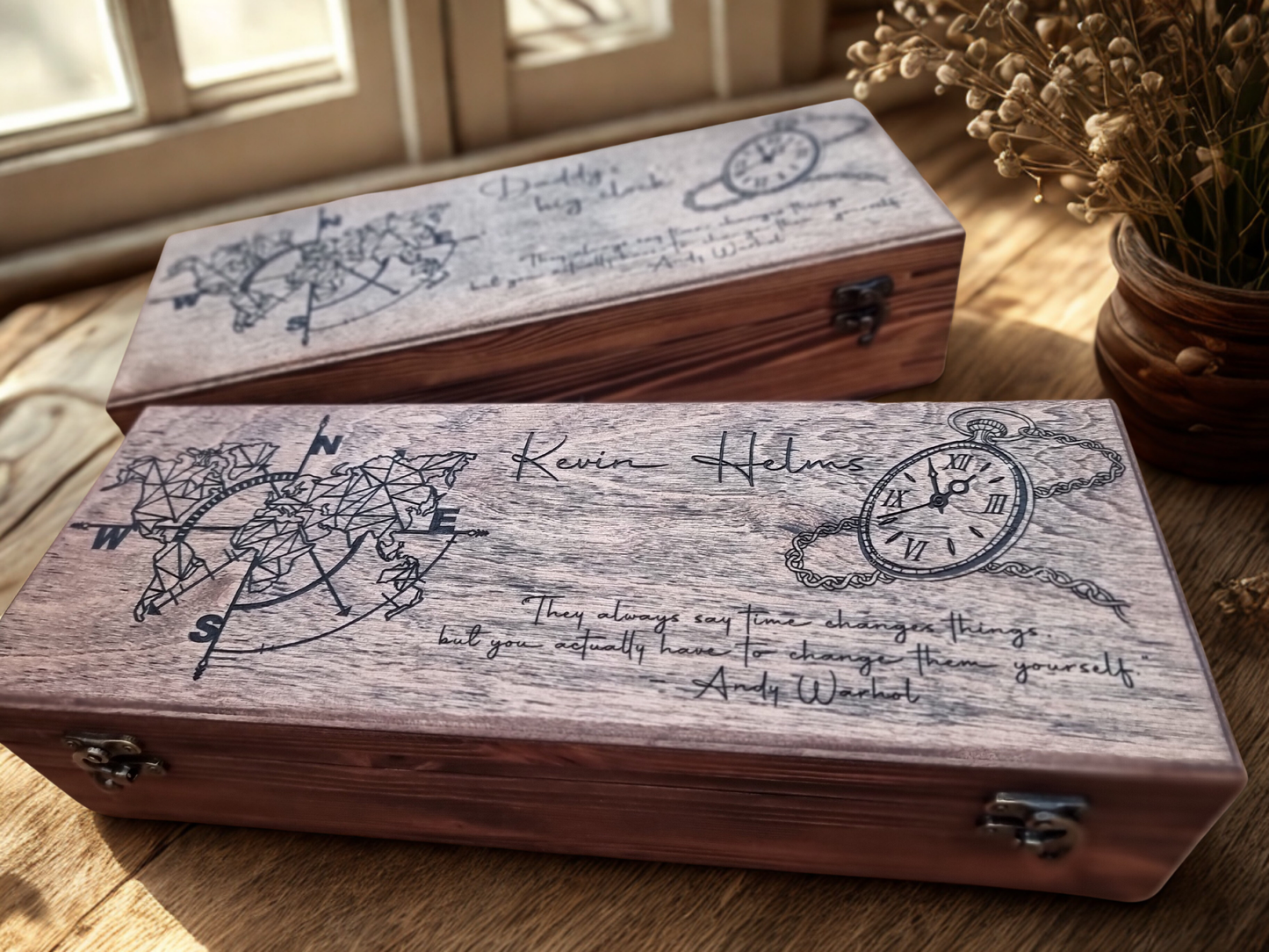 Handcrafted Personalised Wooden Watch Box for 6 Watches