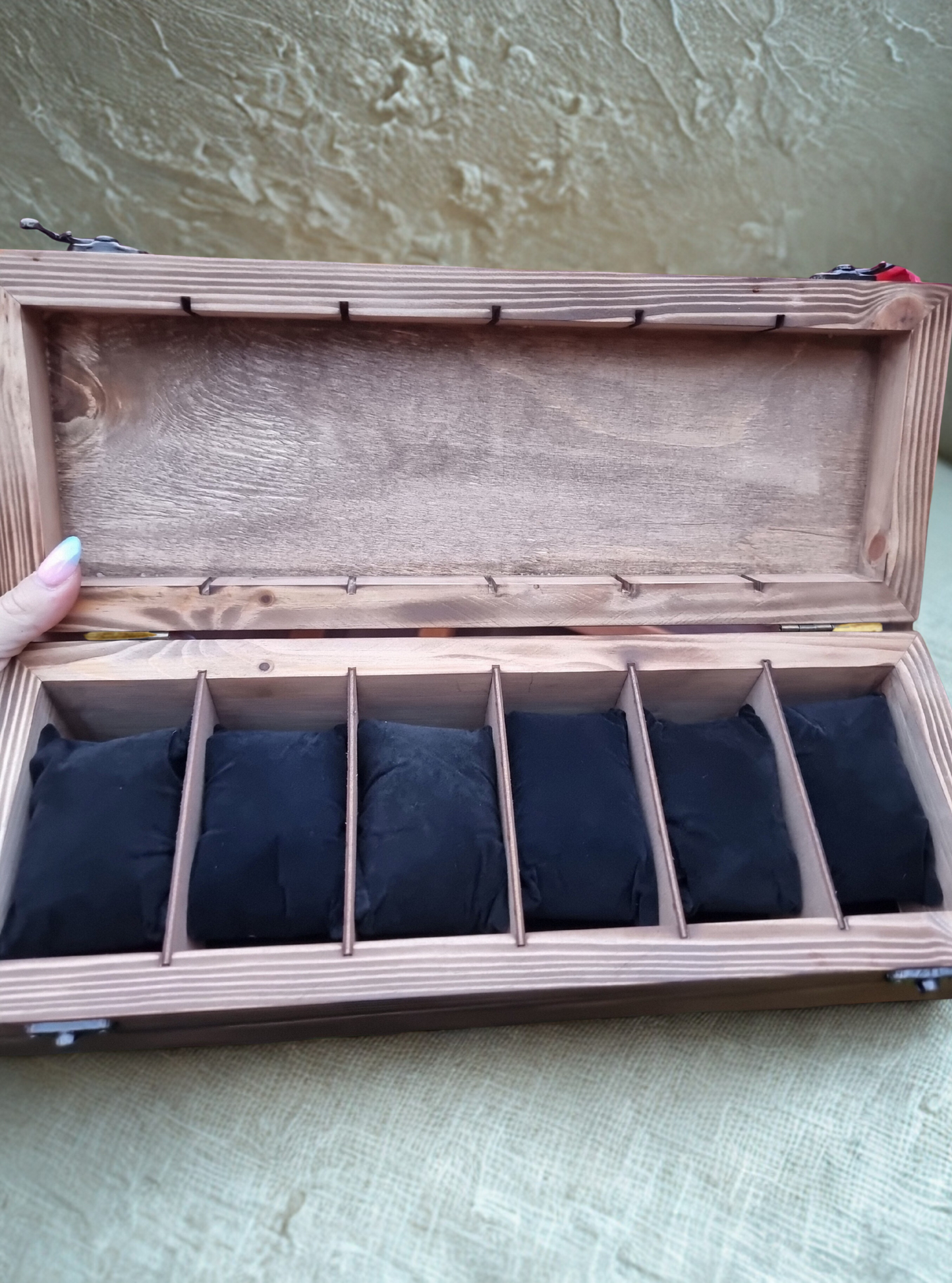 Handcrafted Personalised Wooden Watch Box for 6 Watches