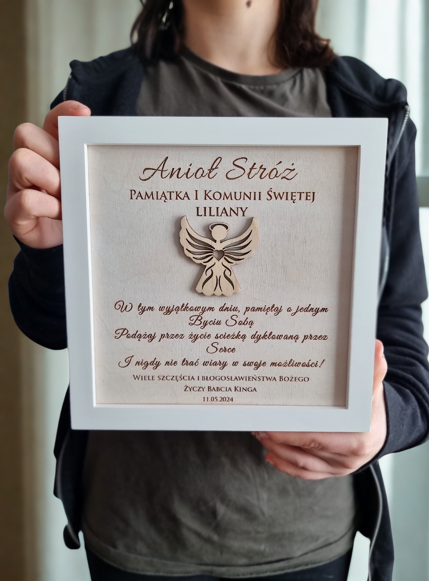 Guardian Angel Wooden Frame — Religious Keepsake