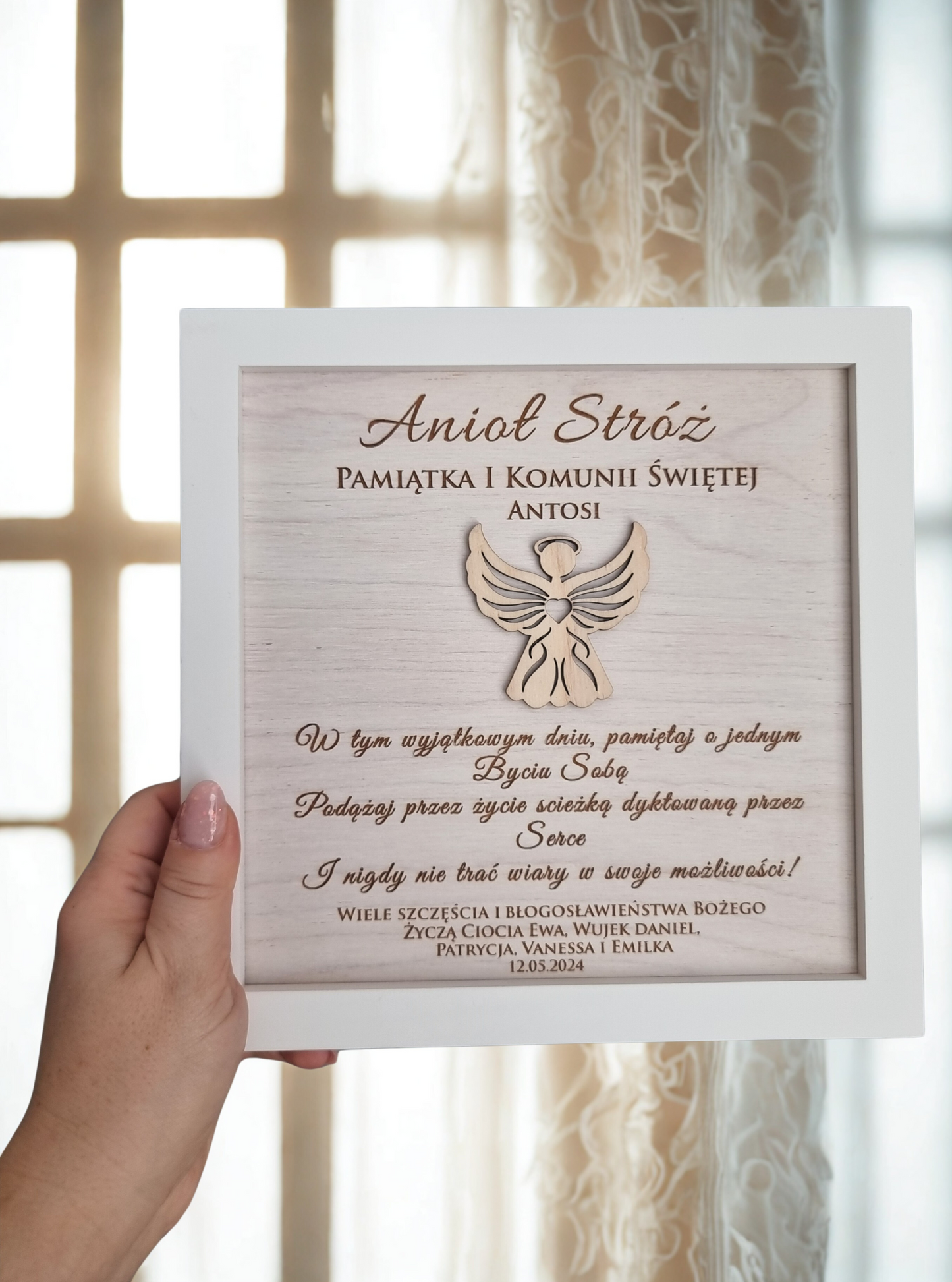 Guardian Angel Wooden Frame — Religious Keepsake