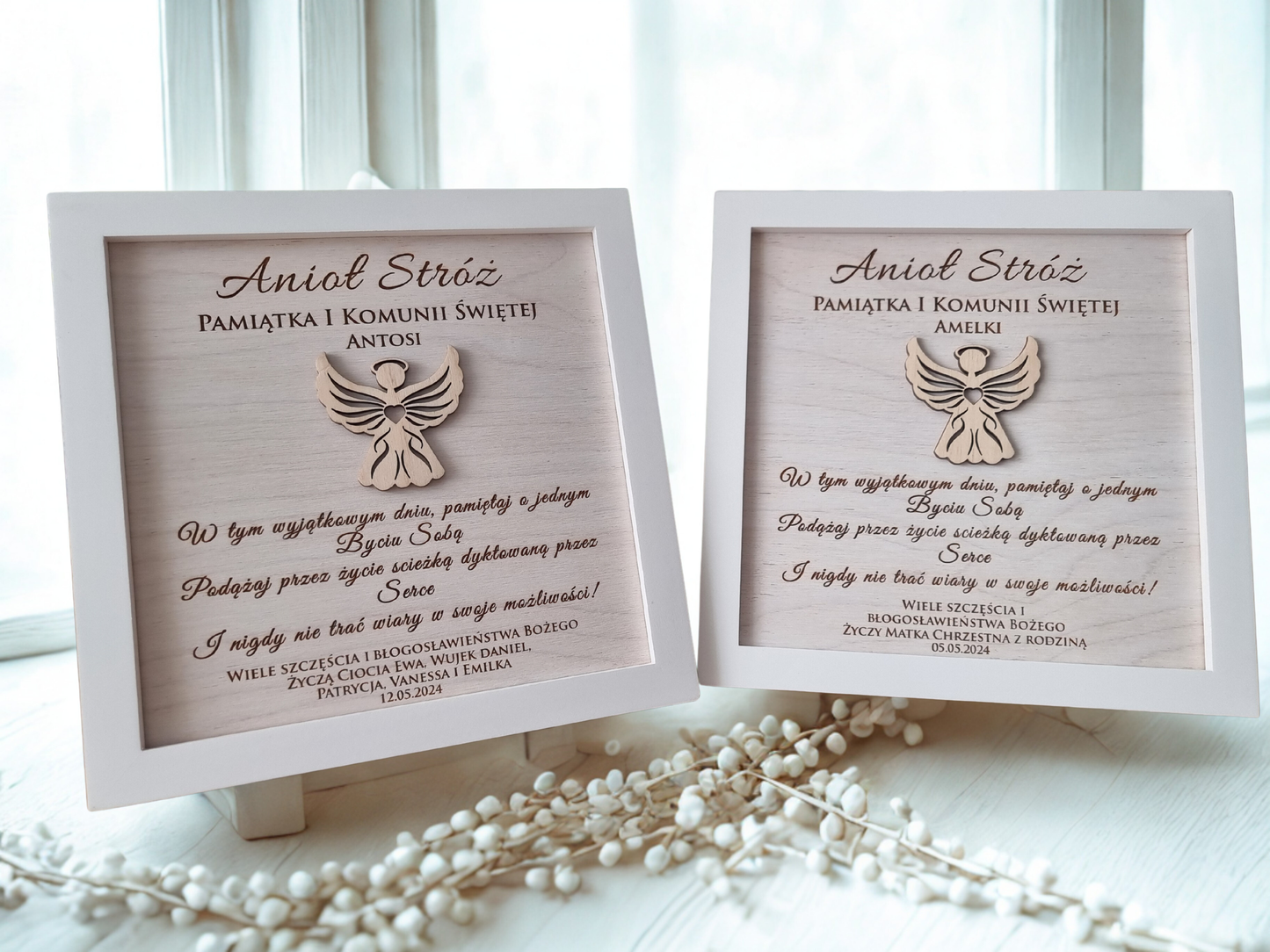 Guardian Angel Wooden Frame — Religious Keepsake