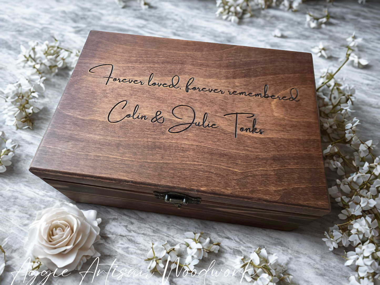 Handcrafted Personalised Wooden Keepsake Box – Custom Engraved Memory Box