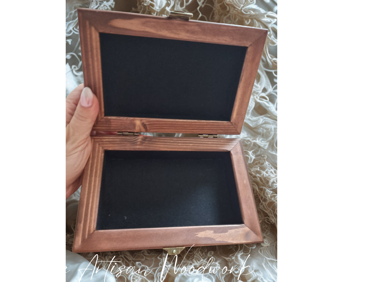 Personalised Pocket Watch Wooden Box – Handmade Keepsake with Black Felt Interior