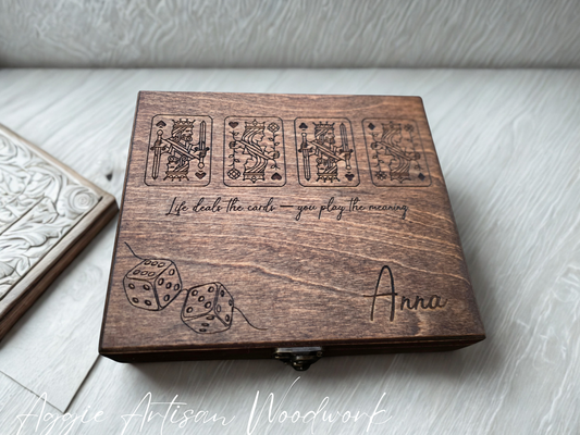 Personalised Wooden Playing Card & Dice Box – Handcrafted Luxury Storage