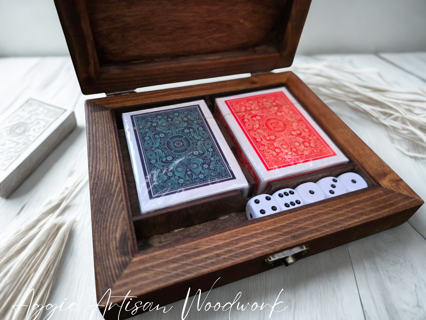 Personalised Wooden Playing Card & Dice Box – Handcrafted Luxury Storage