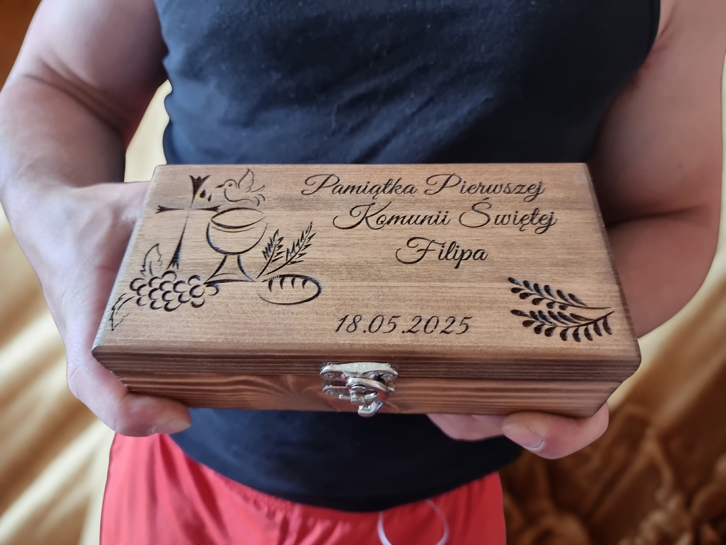 Personalised Solid Pine Religious Keepsake Box