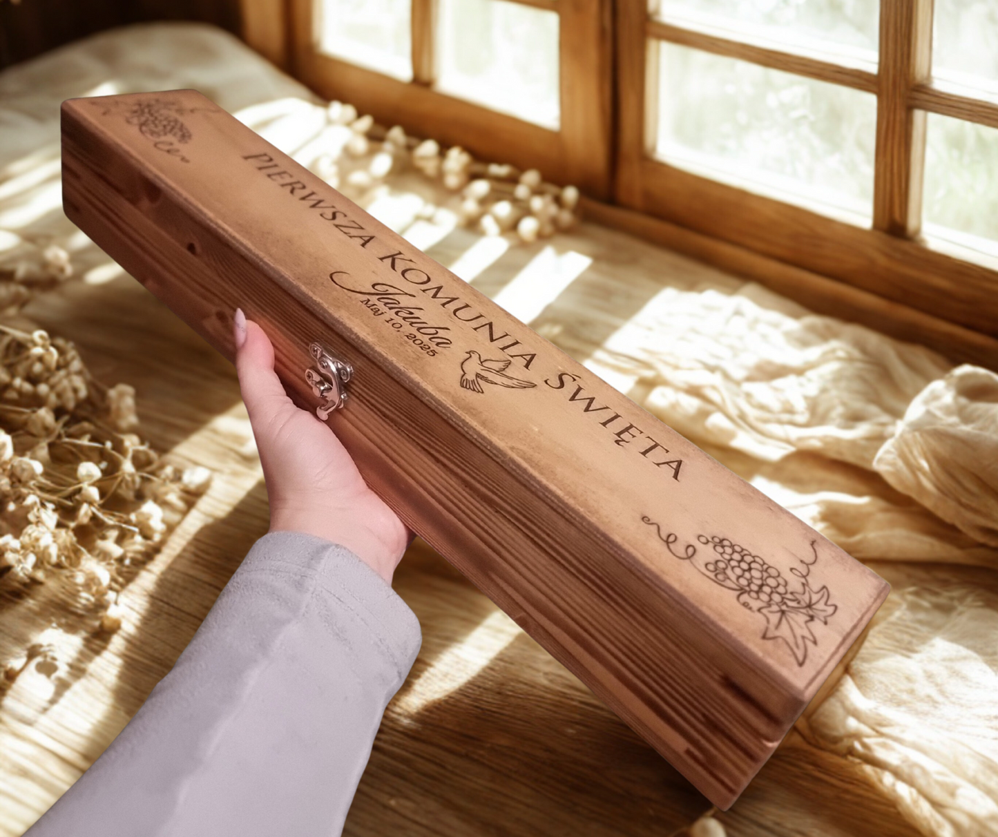 Personalised Wooden Candle Box — Religious Keepsake