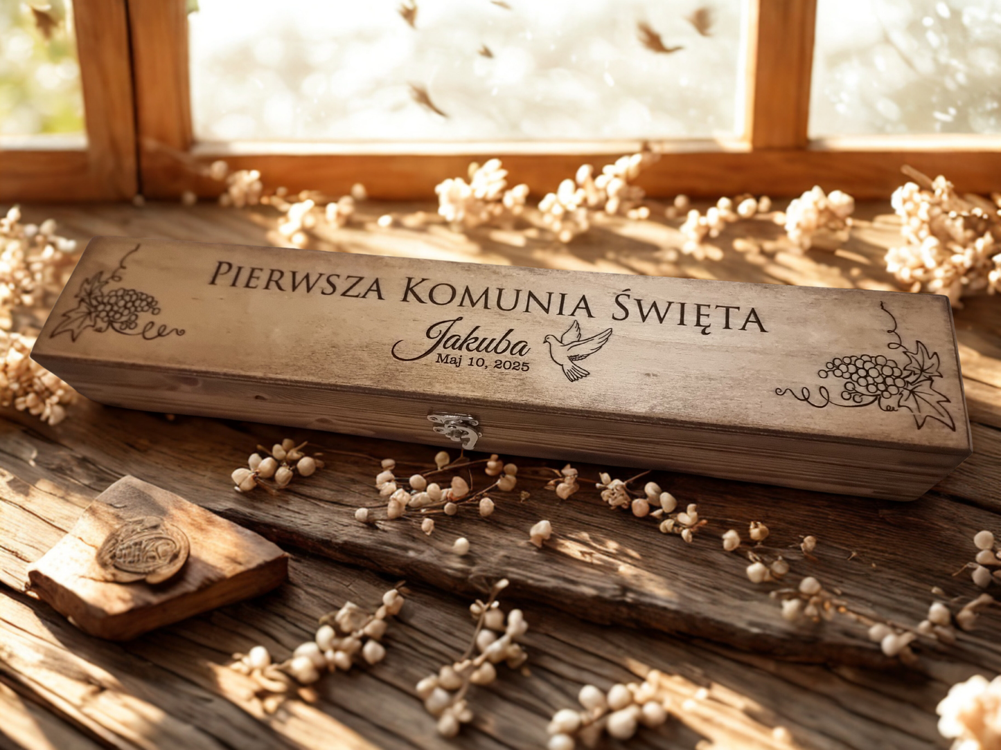 Personalised Wooden Candle Box — Religious Keepsake