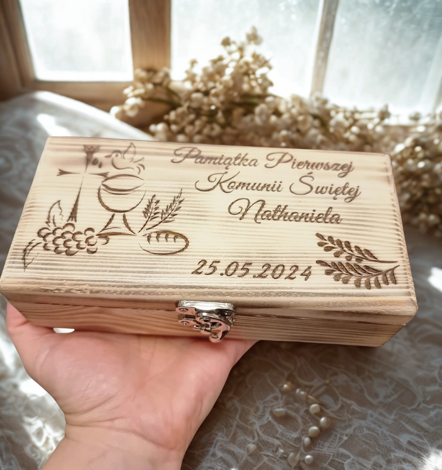 Personalised Solid Pine Religious Keepsake Box