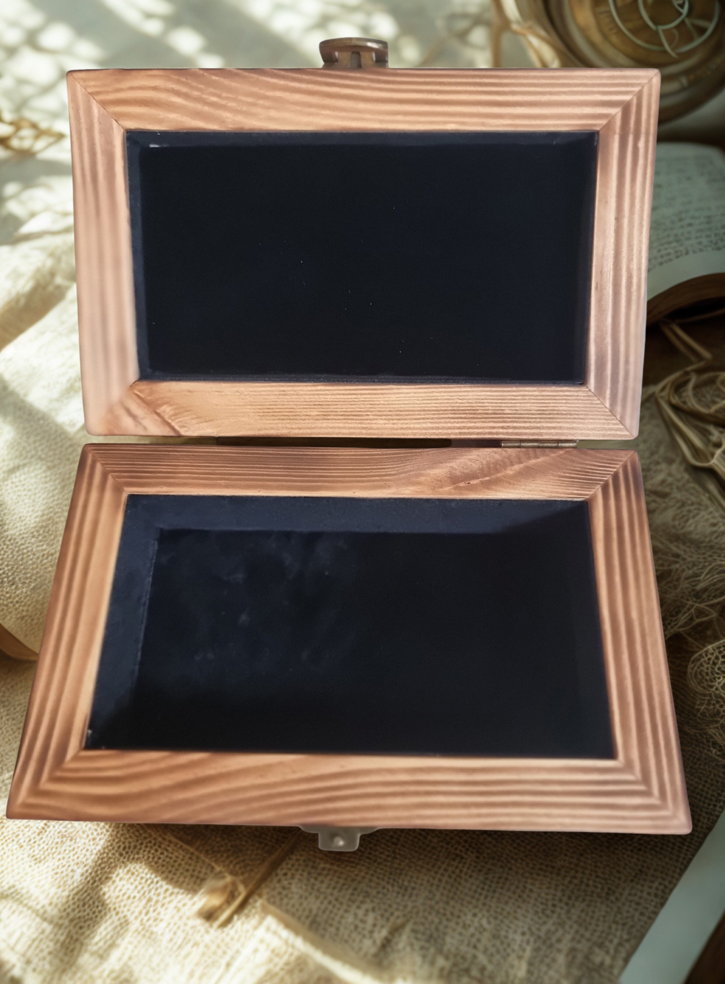 Personalised Pocket Watch Wooden Box – Handmade Keepsake with Black Felt Interior