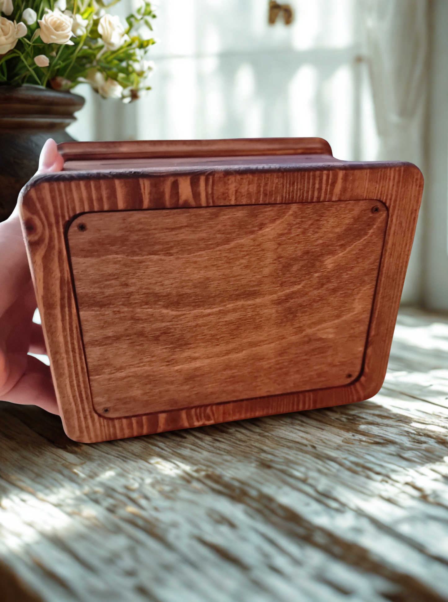 Handcrafted Wooden Cremation Urn – Lily Memorial Design