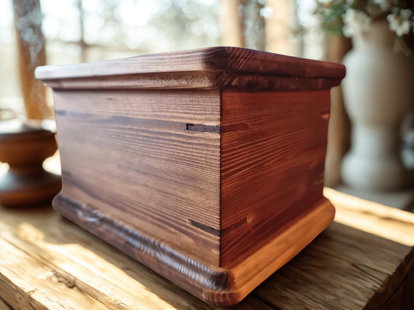 Handcrafted Wooden Cremation Urn – Lily Memorial Design