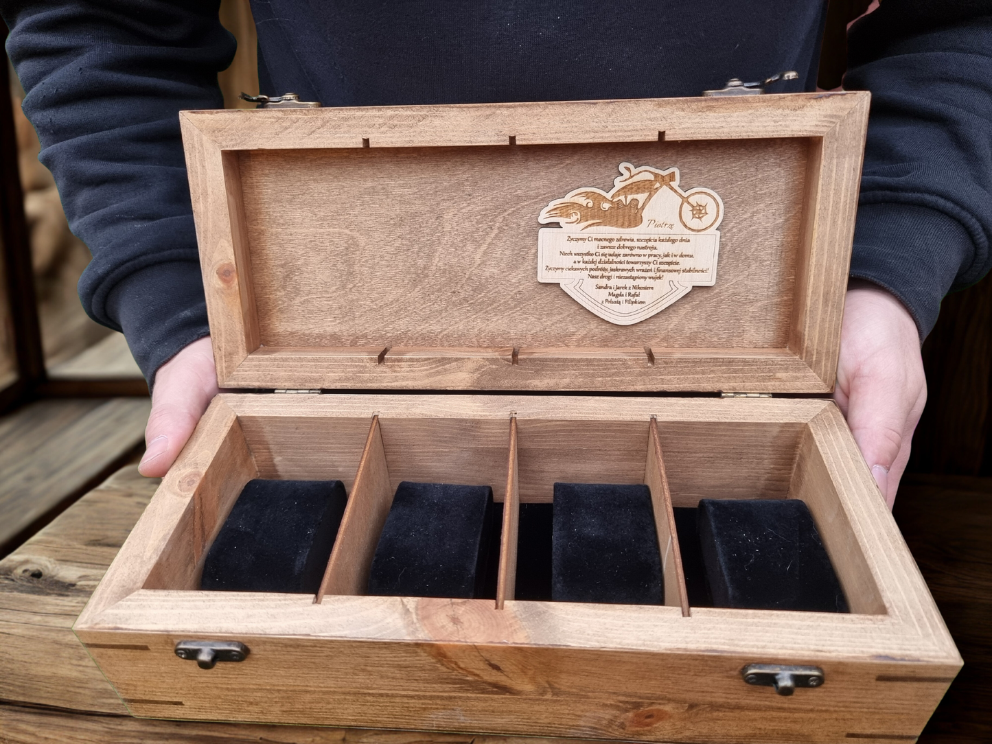 Personalised Wooden Watch Box for 4 Watches – Handmade Luxury Case