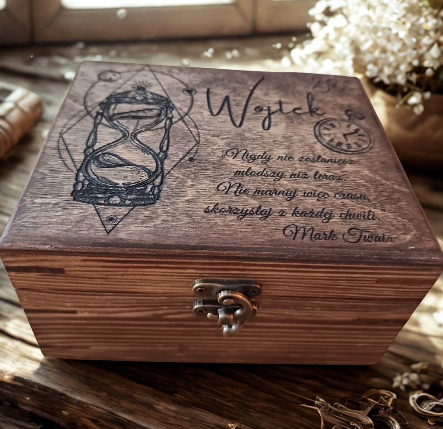 Personalised Wooden Watch Box for 2 Watches – Handmade Solid Wood Case