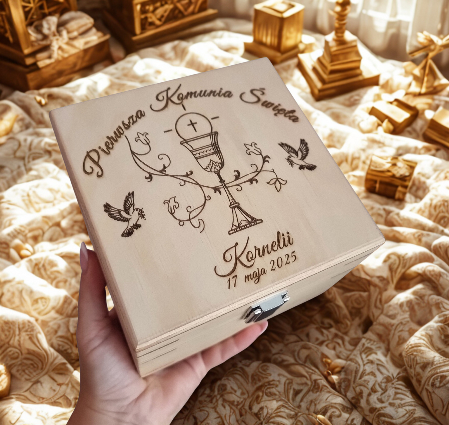 Personalised Wooden Communion Keepsake Box