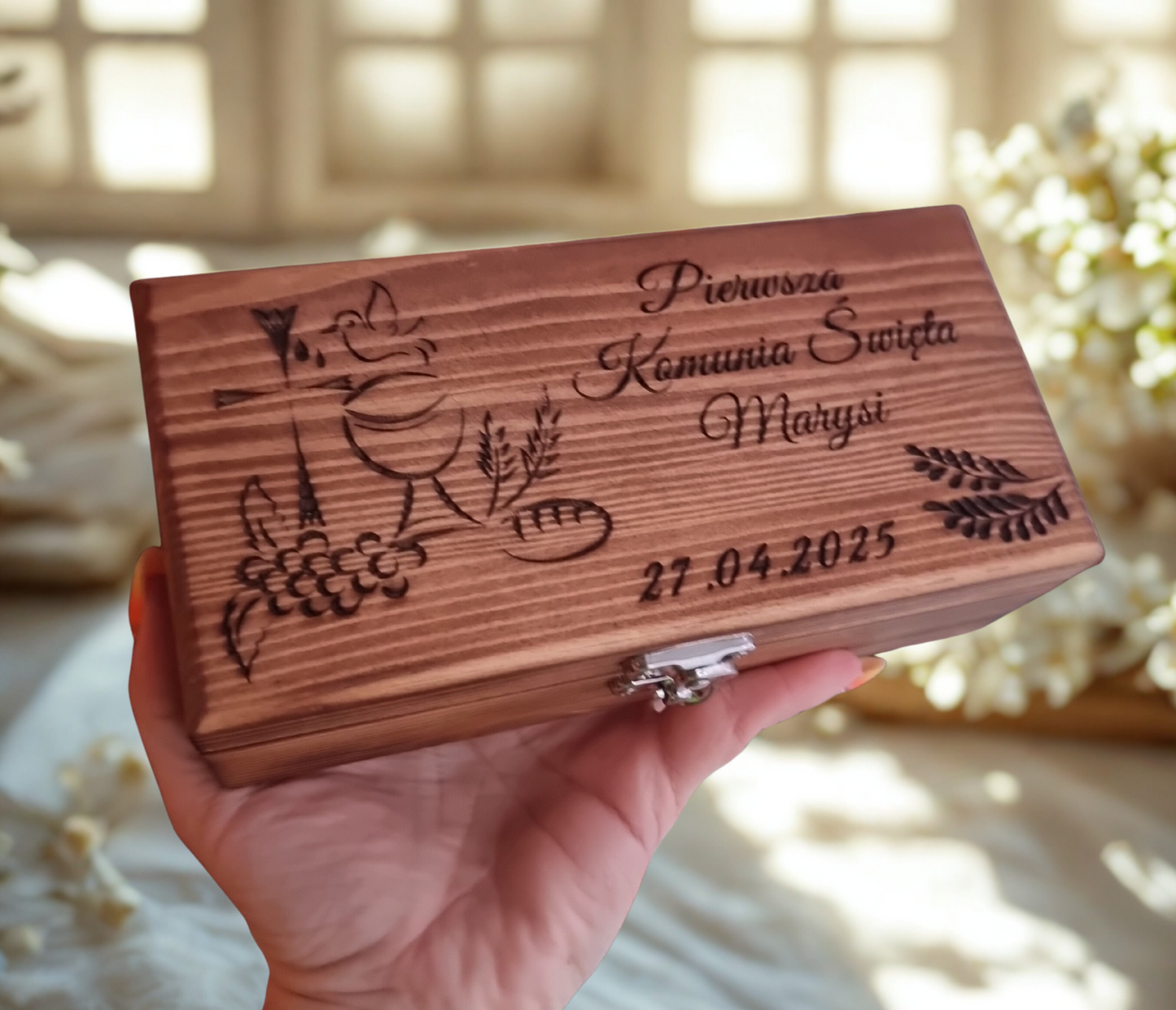 Personalised Solid Pine Religious Keepsake Box