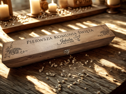 Personalised Wooden Candle Box — Religious Keepsake