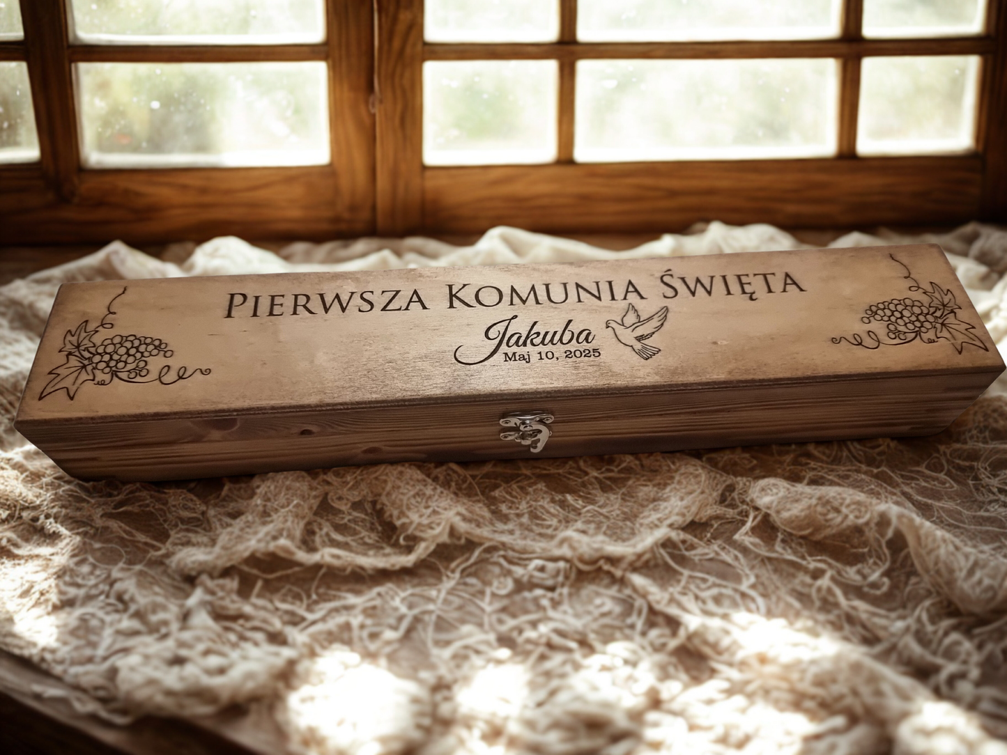 Personalised Wooden Candle Box — Religious Keepsake