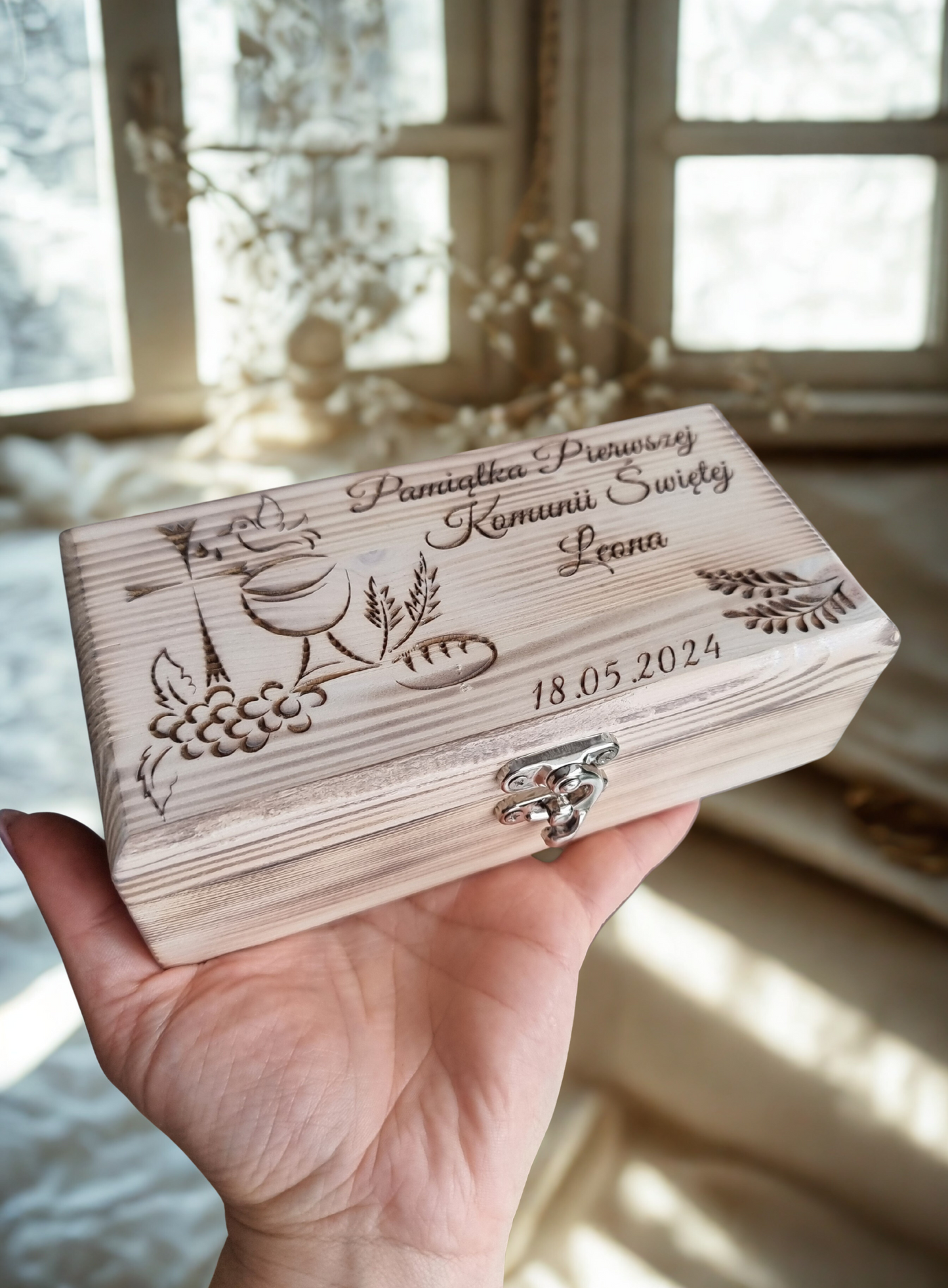 Personalised Solid Pine Religious Keepsake Box