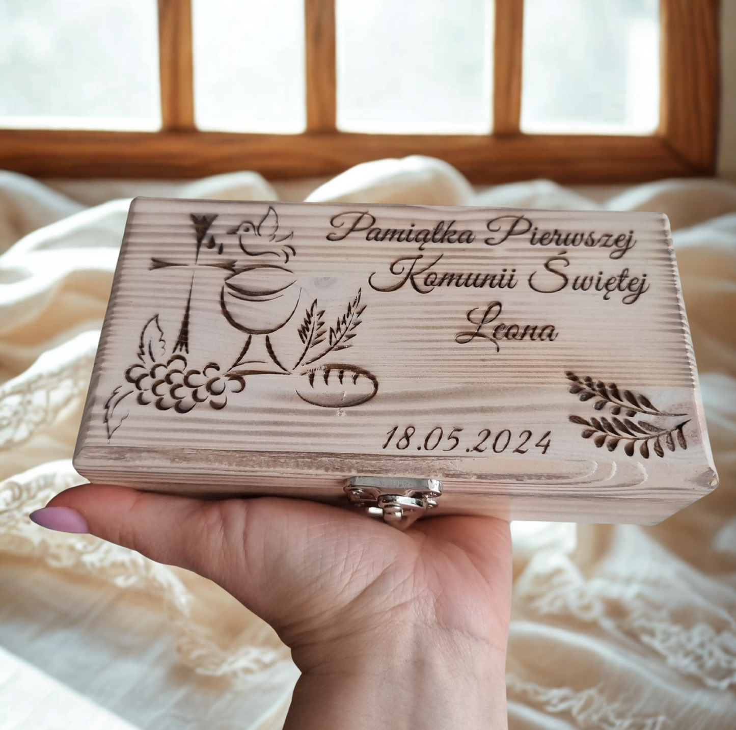 Personalised Solid Pine Religious Keepsake Box