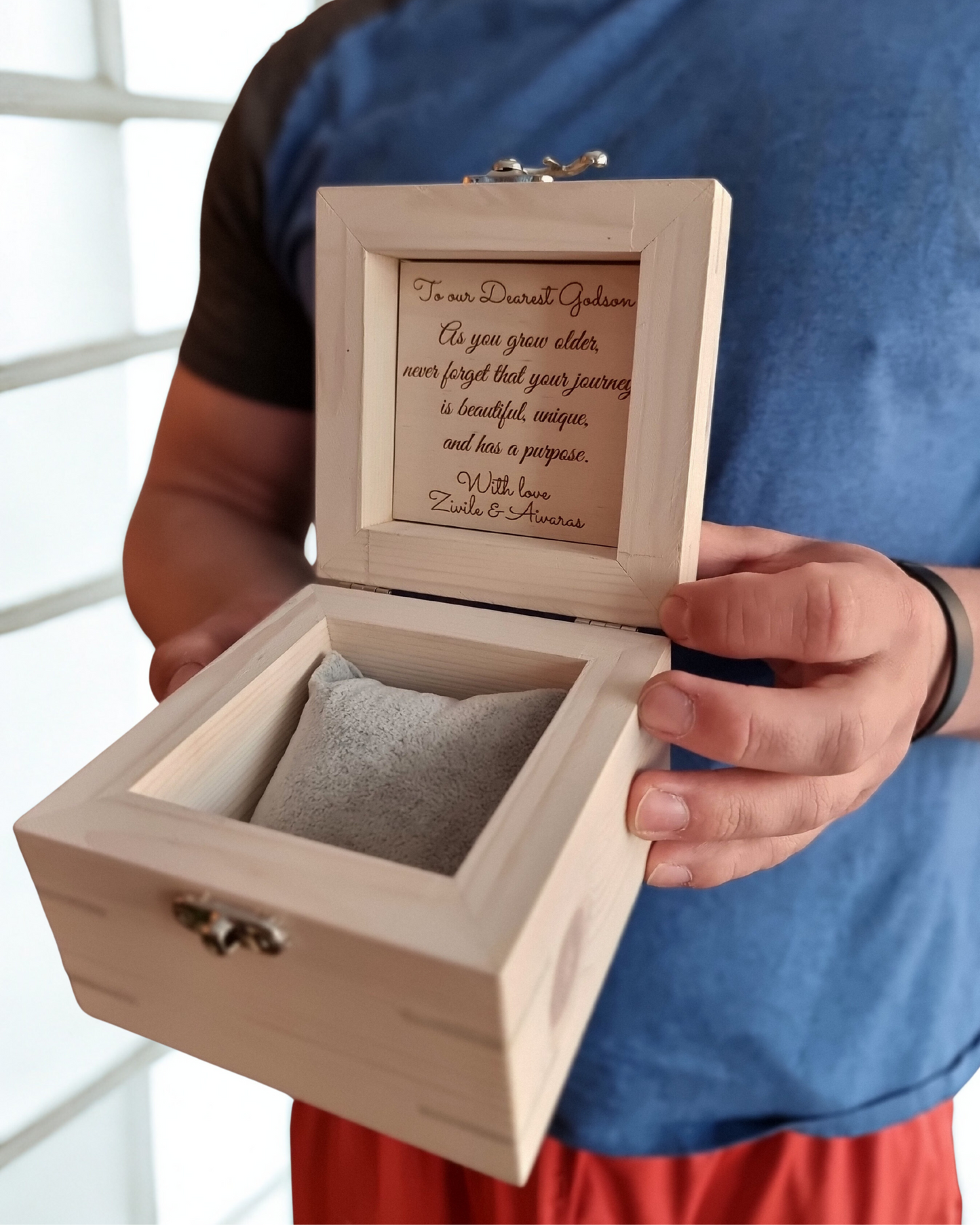 Personalised First Holy Communion Wooden Keepsake Box | Handmade Pine Box for Watch, Jewellery or Special Mementos