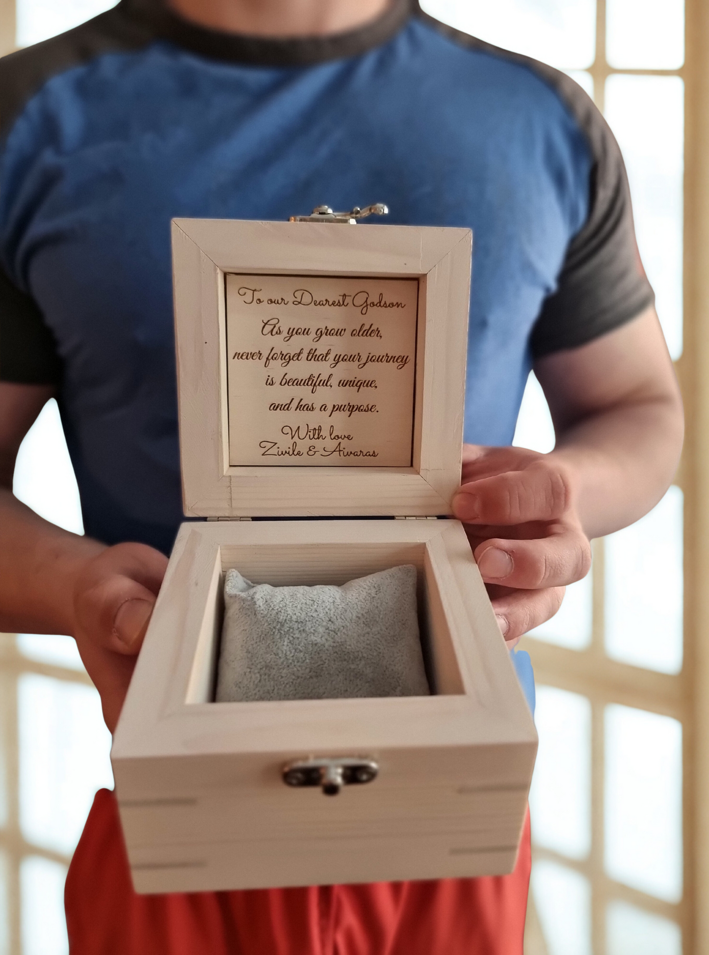 Personalised First Holy Communion Wooden Keepsake Box | Handmade Pine Box for Watch, Jewellery or Special Mementos