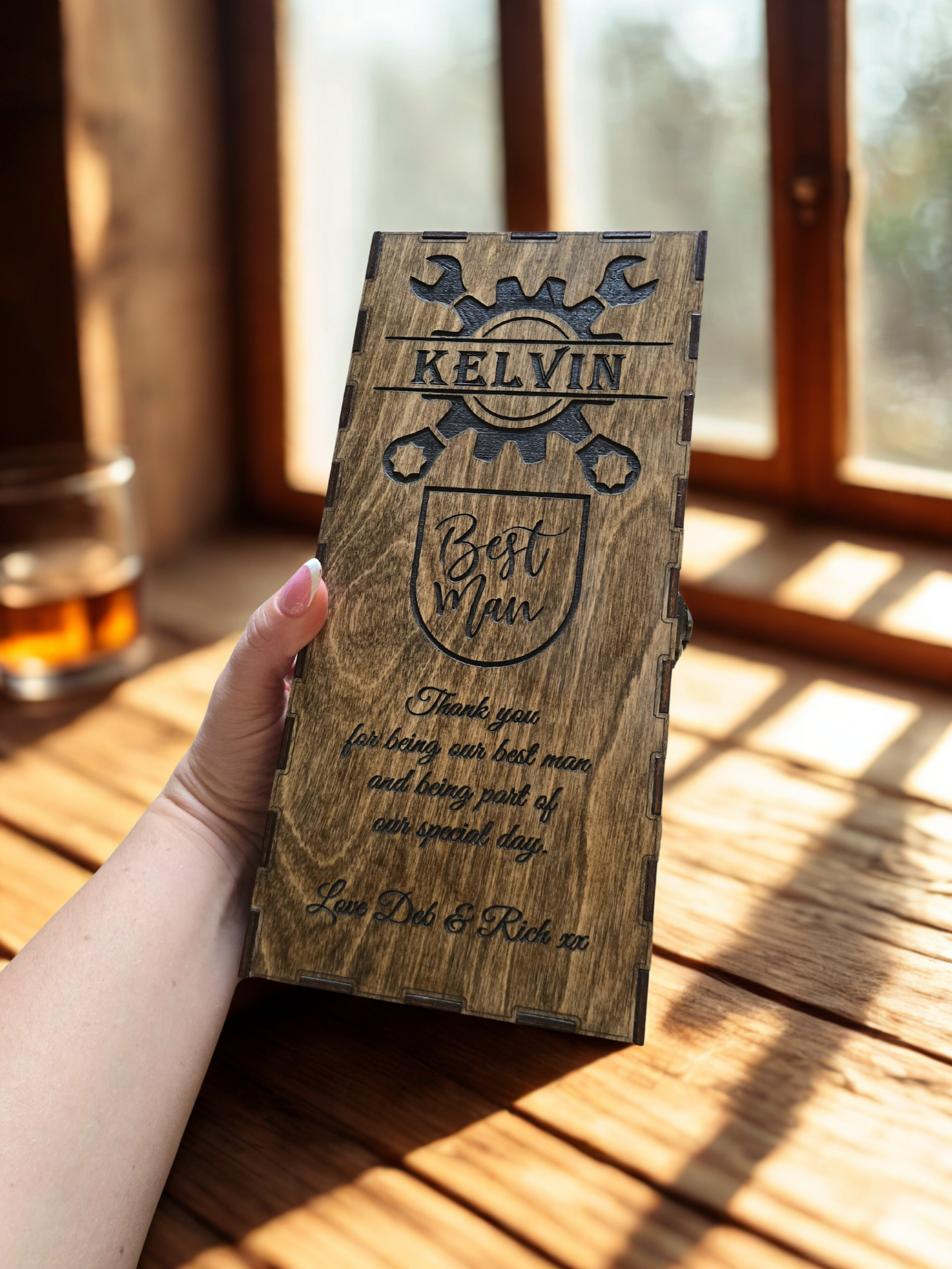 Personalised Wooden Whisky Box — Best Man