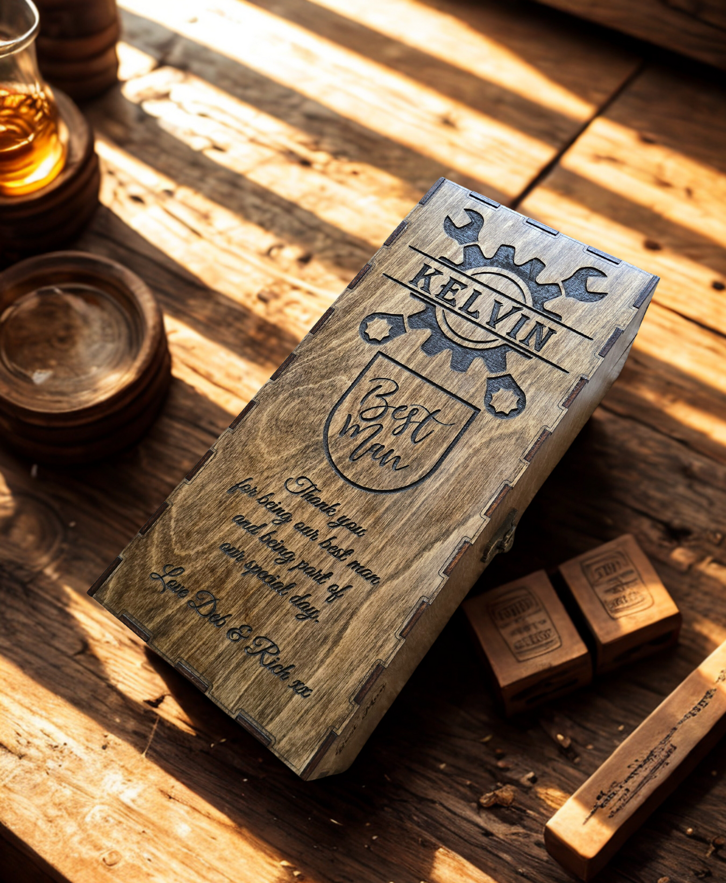 Personalised Wooden Whisky Box — Best Man