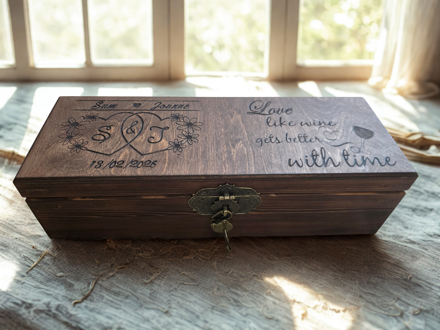 Personalised Wooden Wine Box — Wedding Keepsake