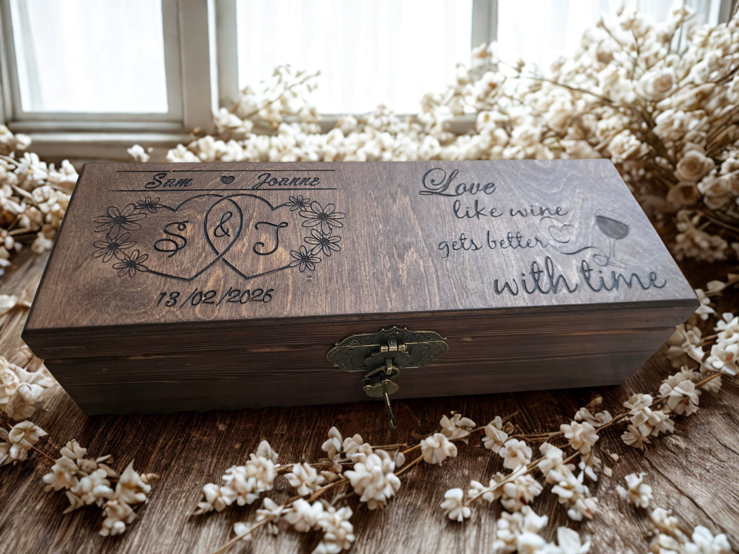 Personalised Wooden Wine Box — Wedding Keepsake
