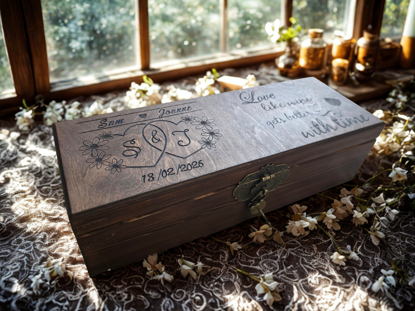 Personalised Wooden Wine Box — Wedding Keepsake