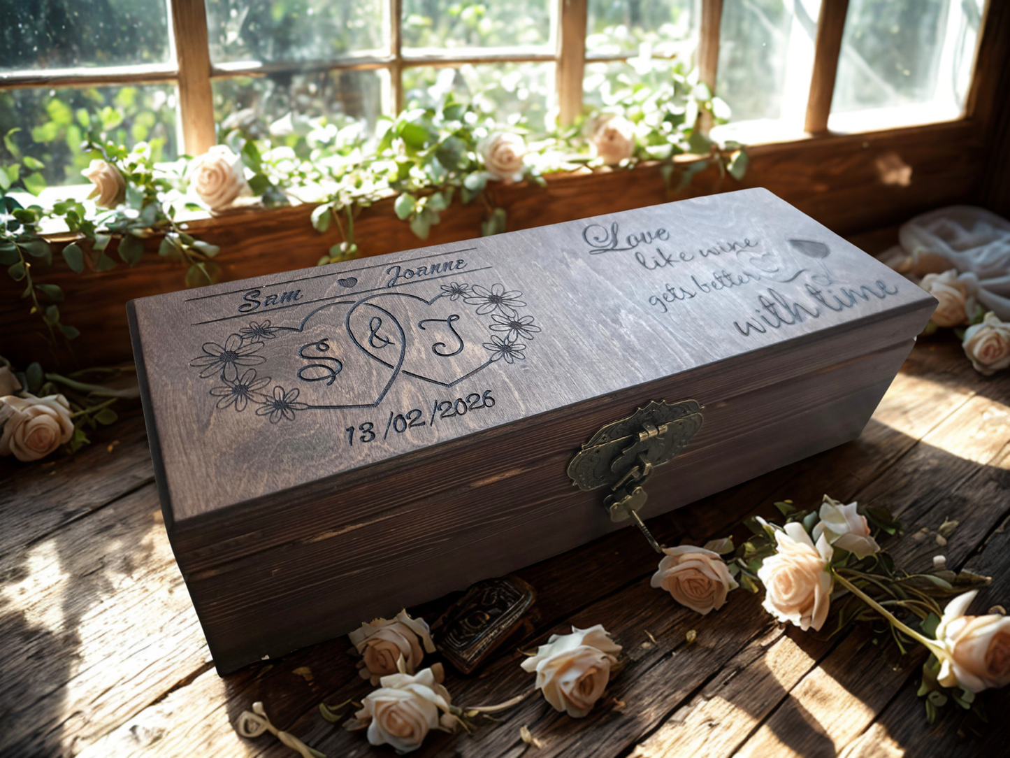 Personalised Wooden Wine Box — Wedding Keepsake