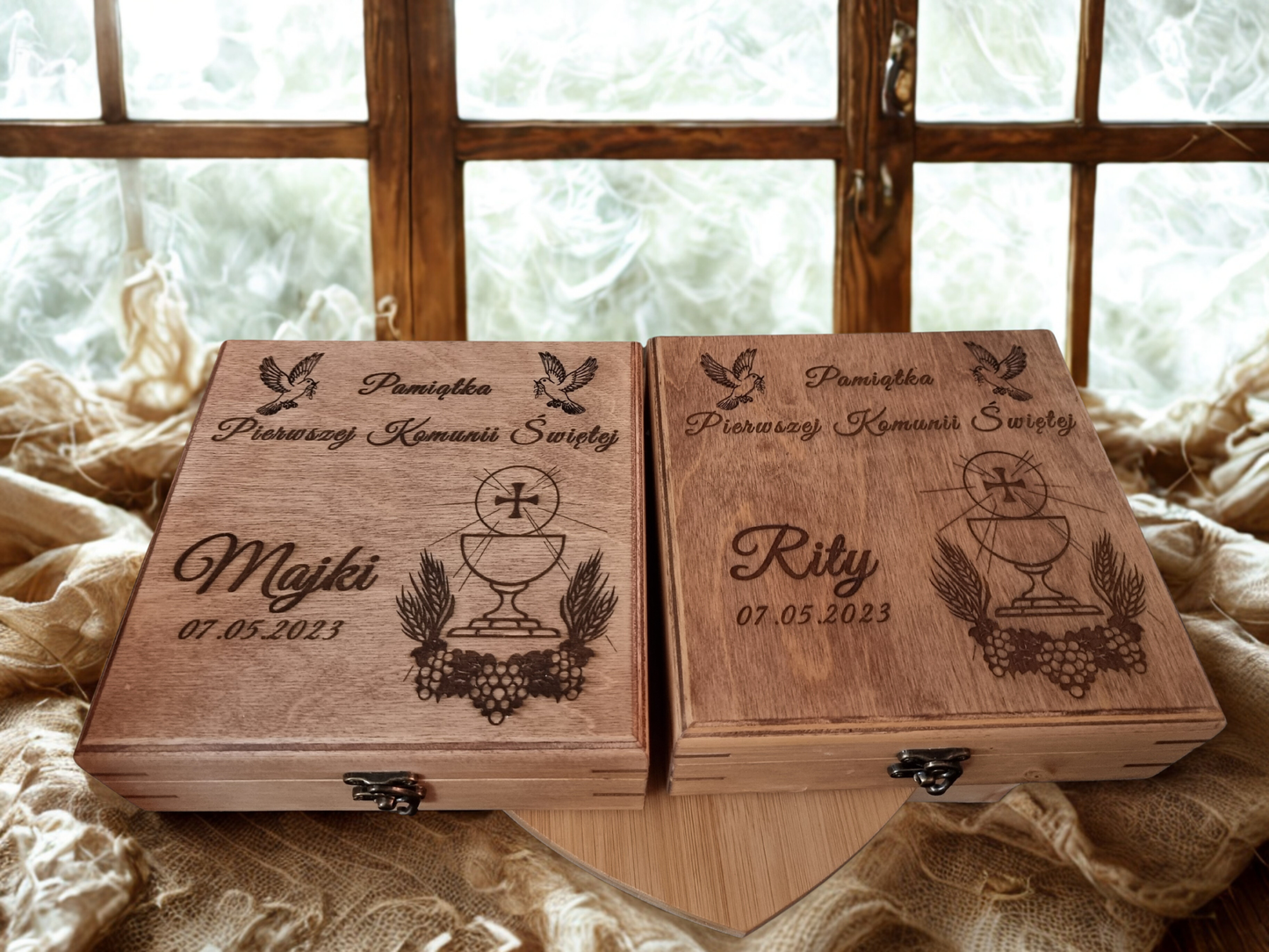 Large Personalised First Holy Communion Wooden Box | Handmade Keepsake with Divider | Custom Engraved Religious Gift