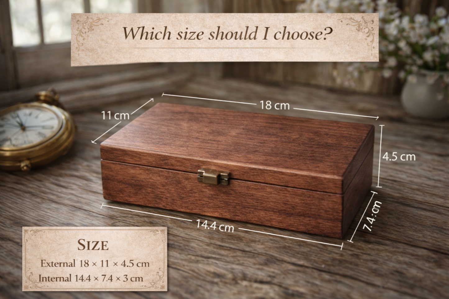 Personalised Pocket Watch Wooden Box – Handmade Keepsake with Black Felt Interior